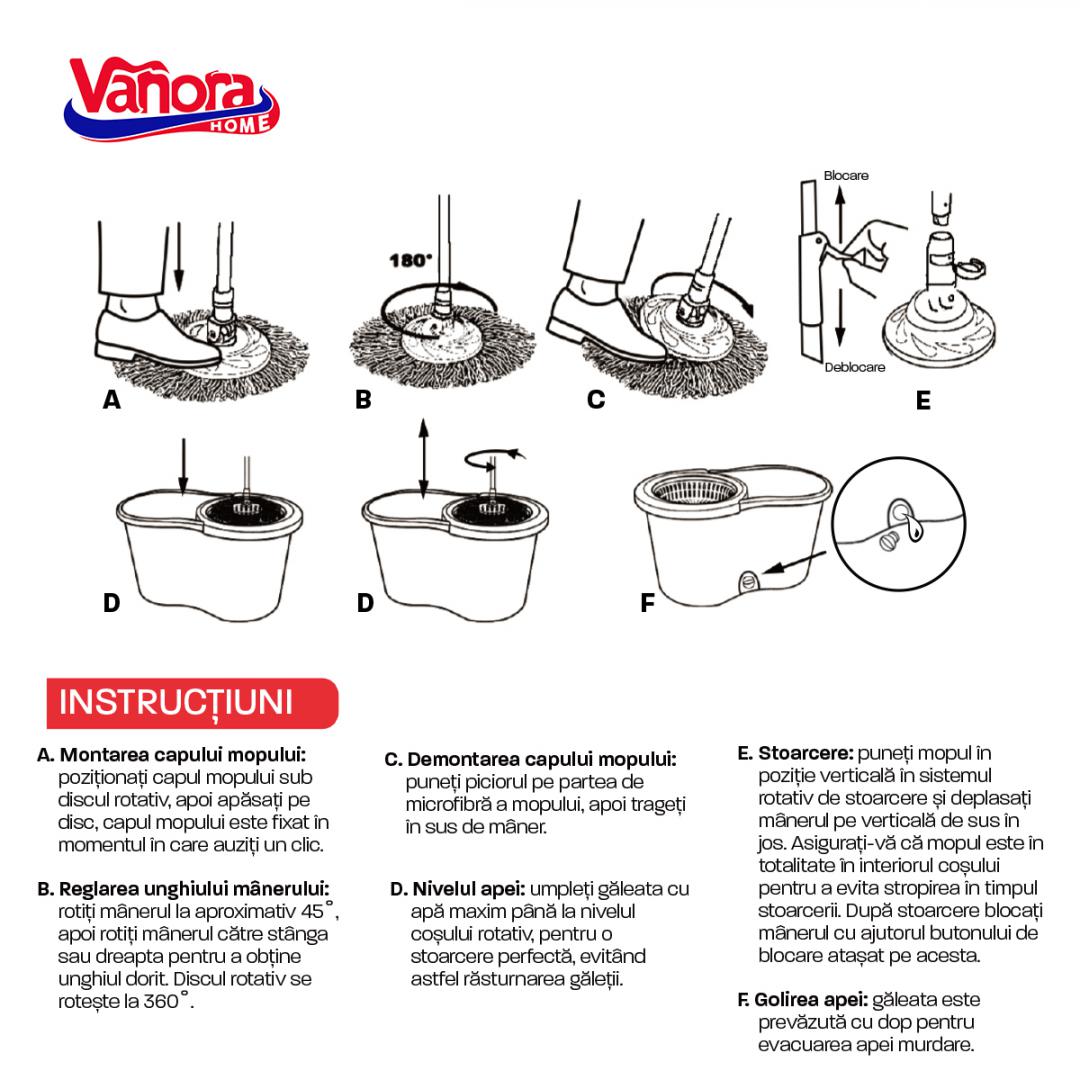 SET CURATENIE CU MOP ROTATIV, CLEAN360, ALBASTRU - imagine 9