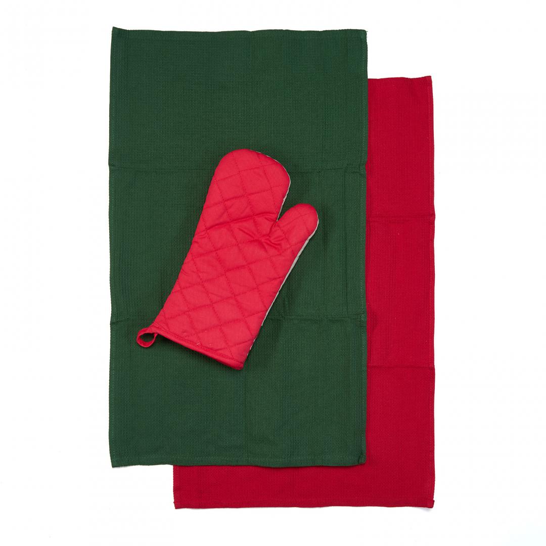 Set manusa bucatarie 3 piese Craciun Green - imagine 3